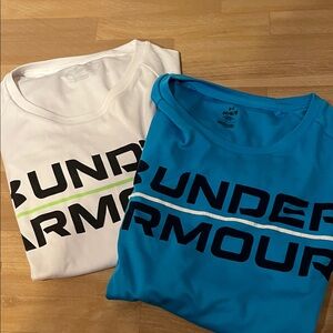 LG Kids' lot Blue and White Under Armor Graphic Tees